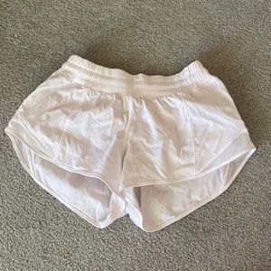 barely worn lulumeon white running shorts